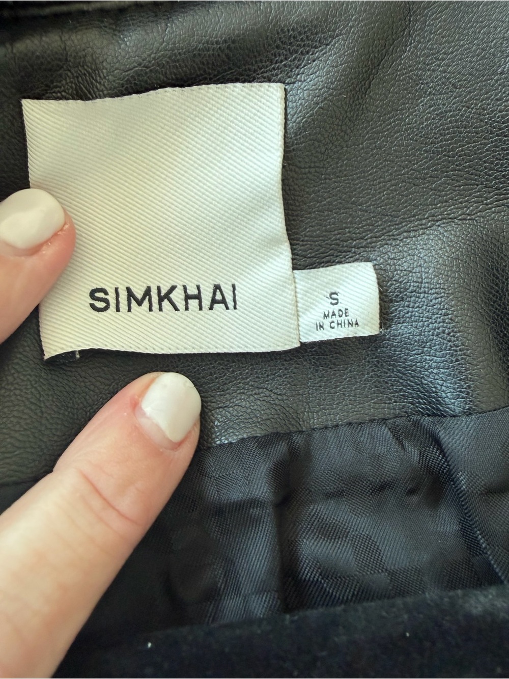 SIMKHAI Doreen Luxe Vegan Leather Boxy Bomber Jacket – Black (Size S) - Picture 6 of 6